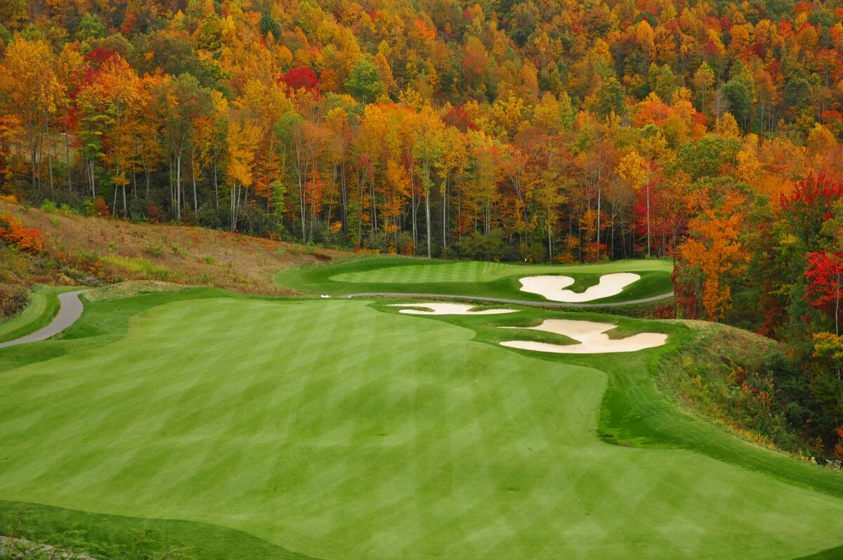 Beautiful golf course in autumn