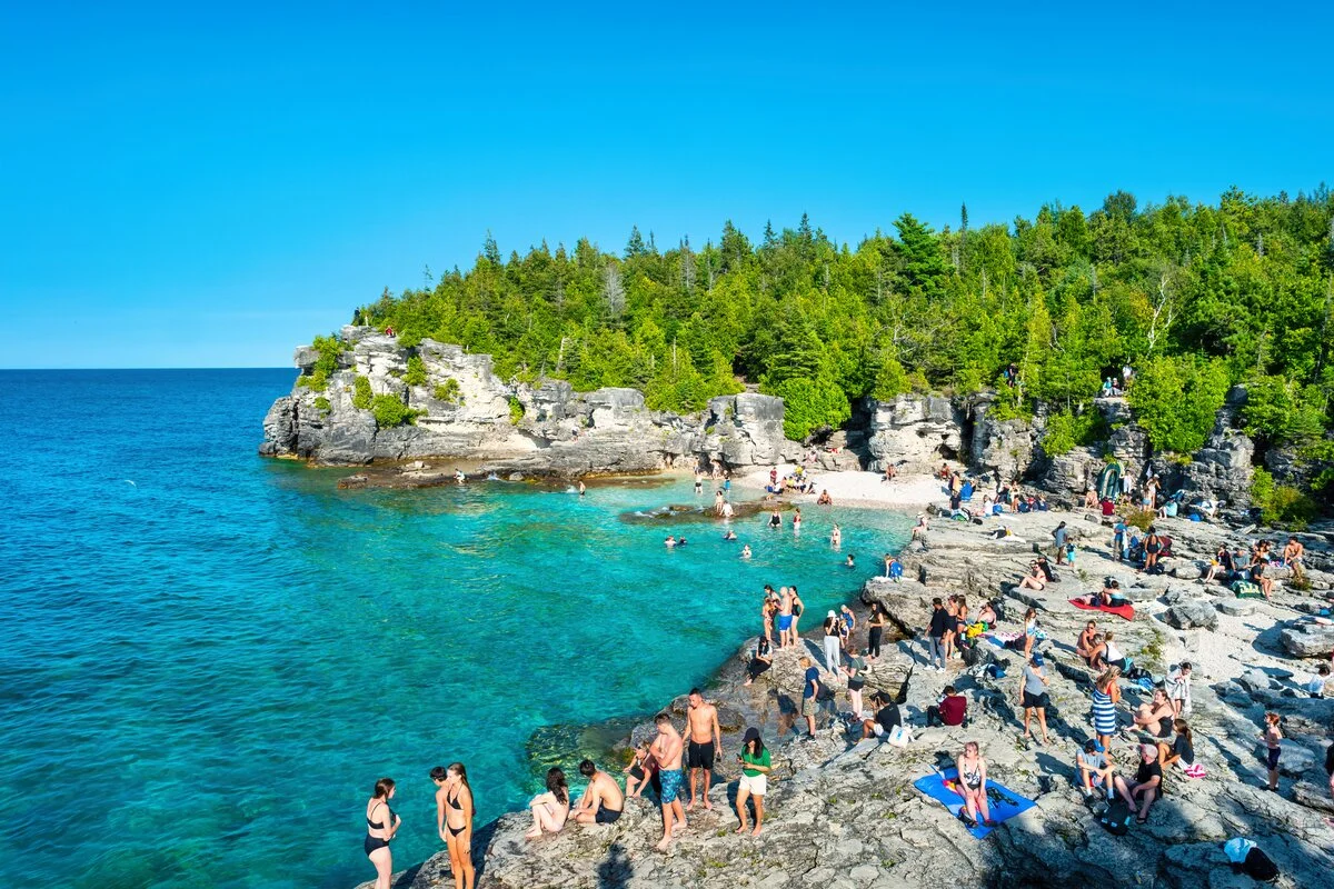 Bruce Peninsula Grotto with crystal clear water