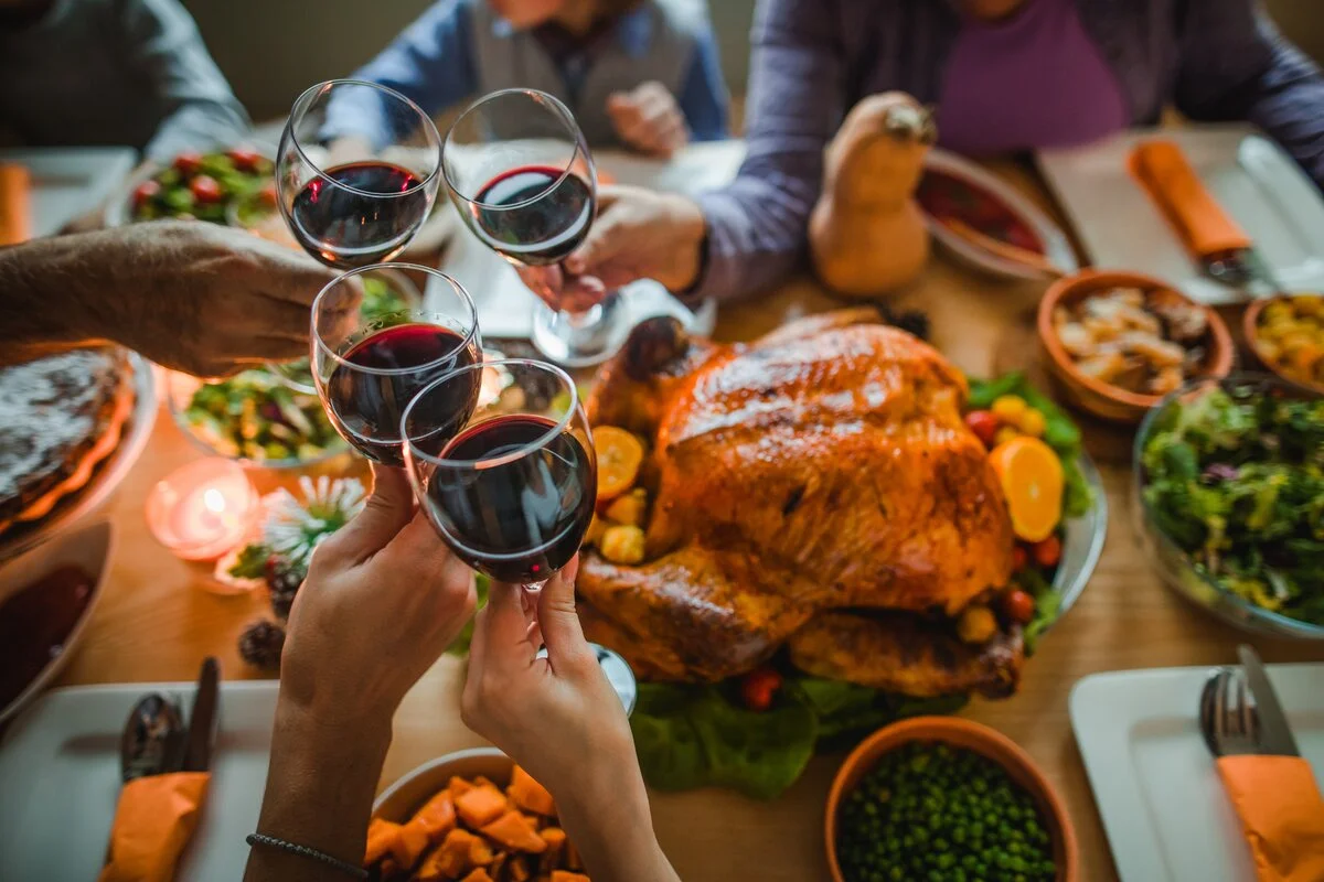 Family toast at holiday dinner
